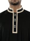 Aatif_Black_Galabiyya_Close Up View_IslamicShop.in