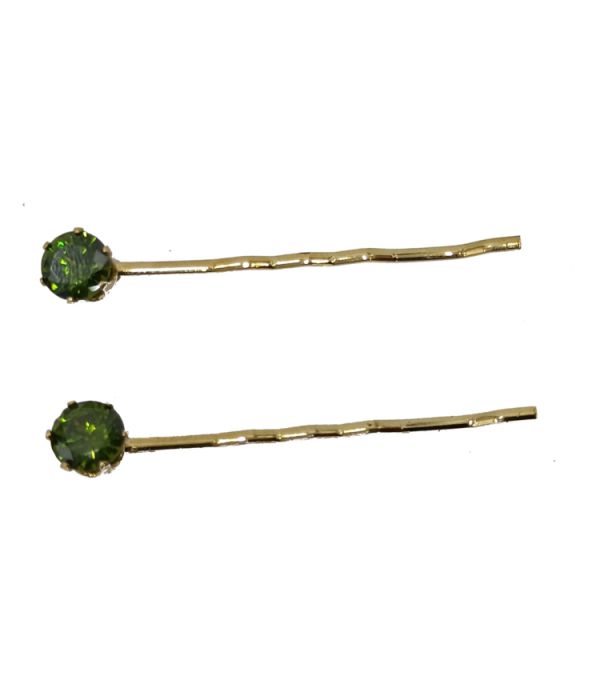 Golden Gem Stone Hijab Pin (Green)
