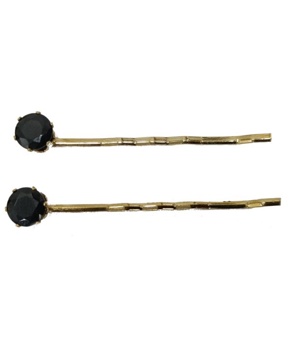 Golden Gem Stone Hijab Pin (Black)