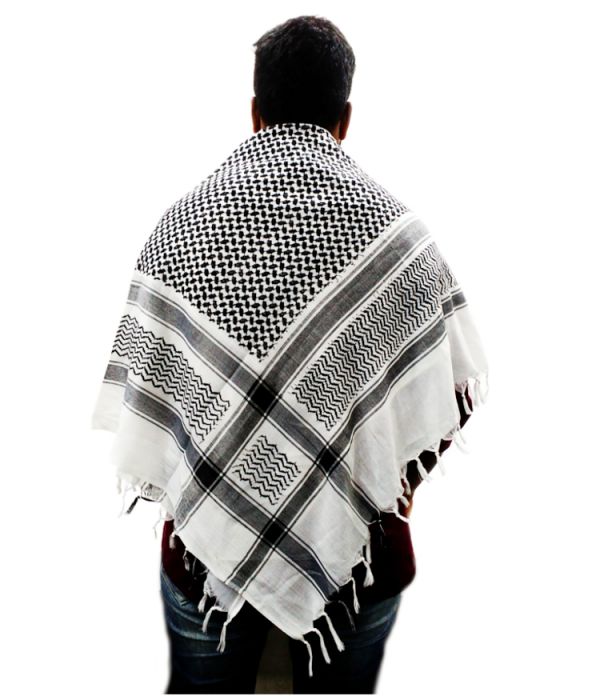 Black mixed White Arab Scarf_IslamicShop.in