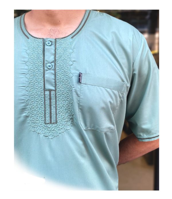 Green Half Sleeve Motif Thobe