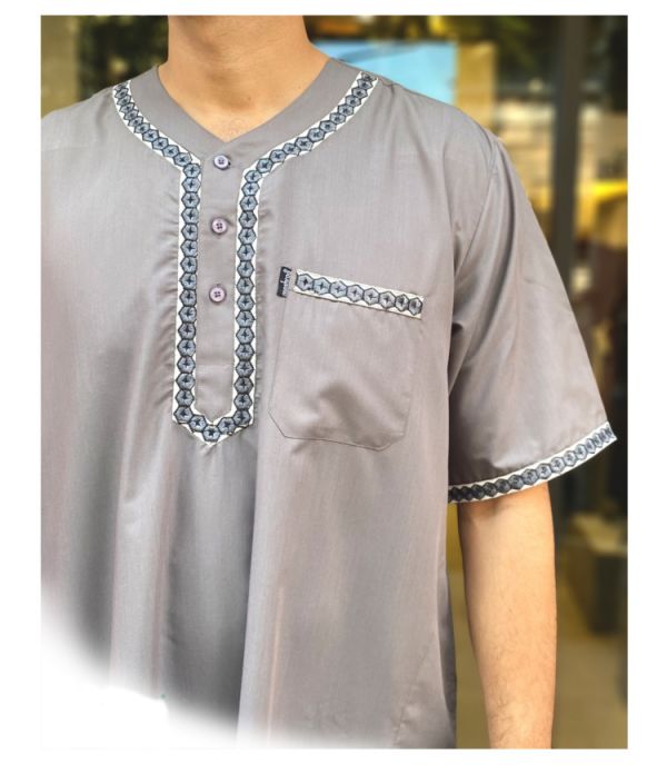 Grey Half Sleeve Najm Thobe