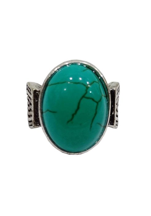 Turquoise Green Men's Ottoman Oval Design Ring